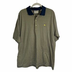 Augusta National Golf Shop Navy & Yellow Stripe Masters Polo Golf Mens Sz XL